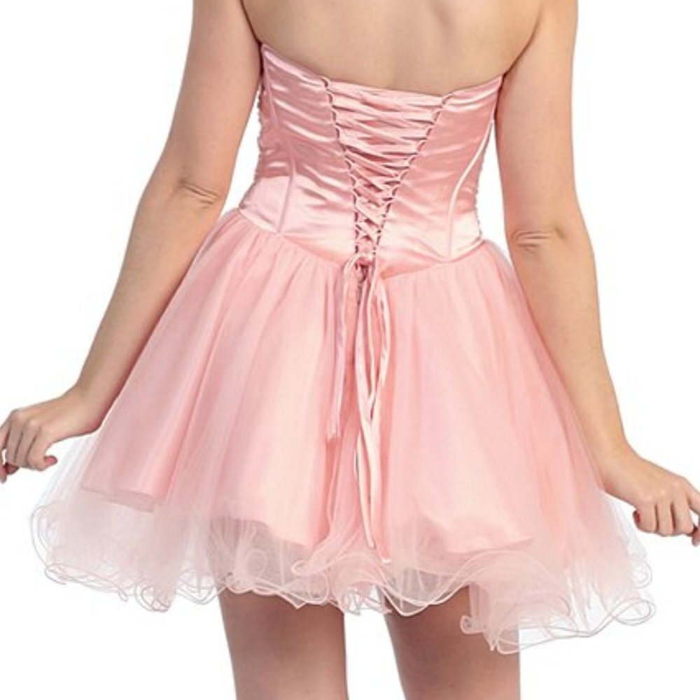 MayQueen Dusty Rose Embellished Strapless Sweetheart Dress - Picture 2 of 2
